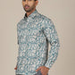 Green Printed Slim Fit Party Wear Shirt | Greenfibre