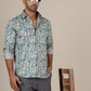 Green Printed Slim Fit Party Wear Shirt | Greenfibre