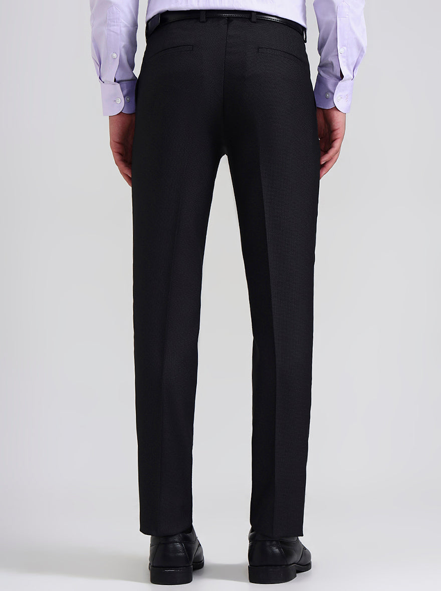 Black Printed Slim Fit Formal Trouser | Greenfibre