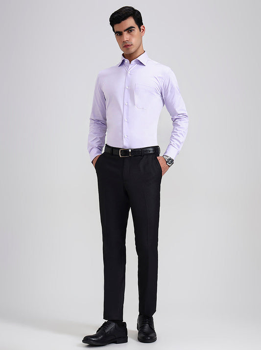 Black Printed Slim Fit Formal Trouser | Greenfibre