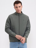 Olive Green Solid Slim Fit Winter Jacket | Greenfibre