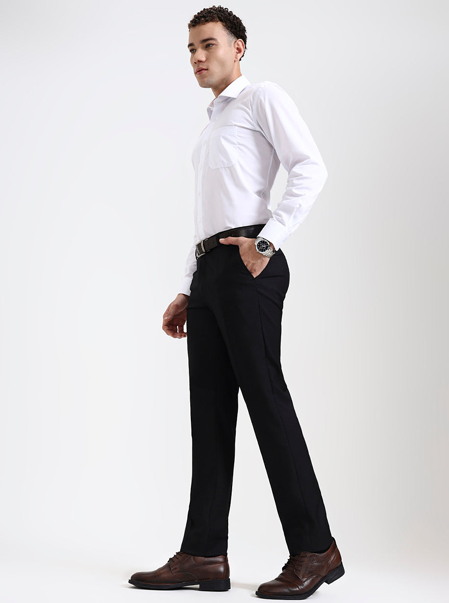 Black Solid Super Slim Fit Formal Trouser | Greenfibre