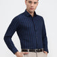 Navy Blue Striped Slim Fit Formal Shirt | Greenfibre