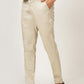 Cream Solid Neo Fit Casual Trouser | Greenfibre