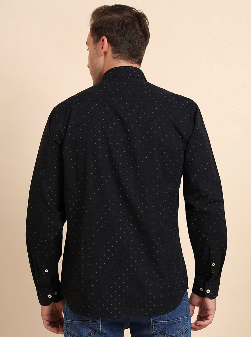 Black Printed Smart Fit Semi Casual Shirt | Greenfibre
