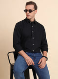 Black Printed Smart Fit Semi Casual Shirt | Greenfibre