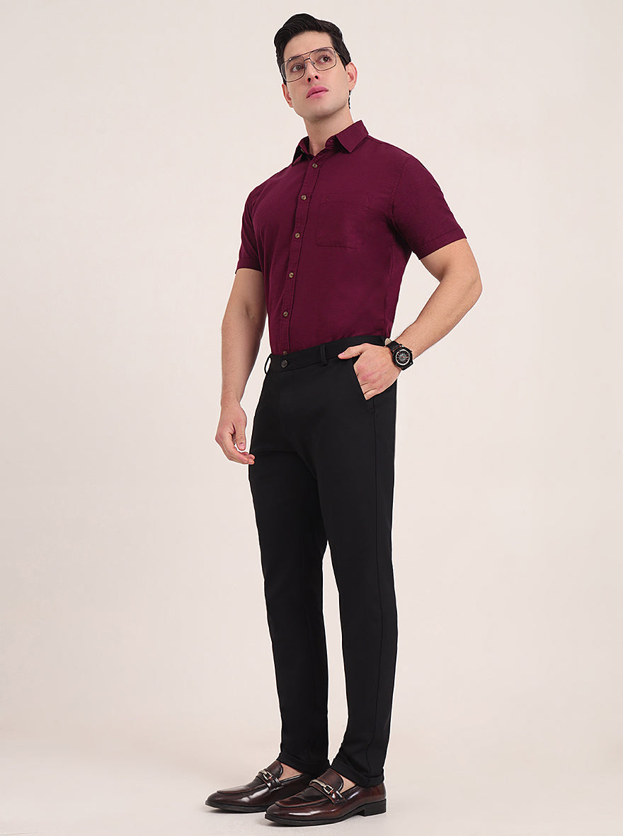 Wine Solid Slim Fit Casual Shirt | Greenfibre