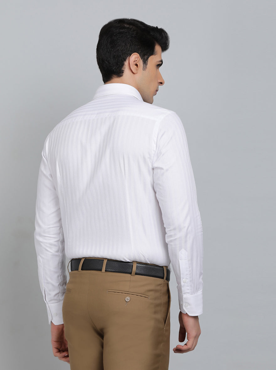 White Striped Slim Fit Formal Shirt | Metal