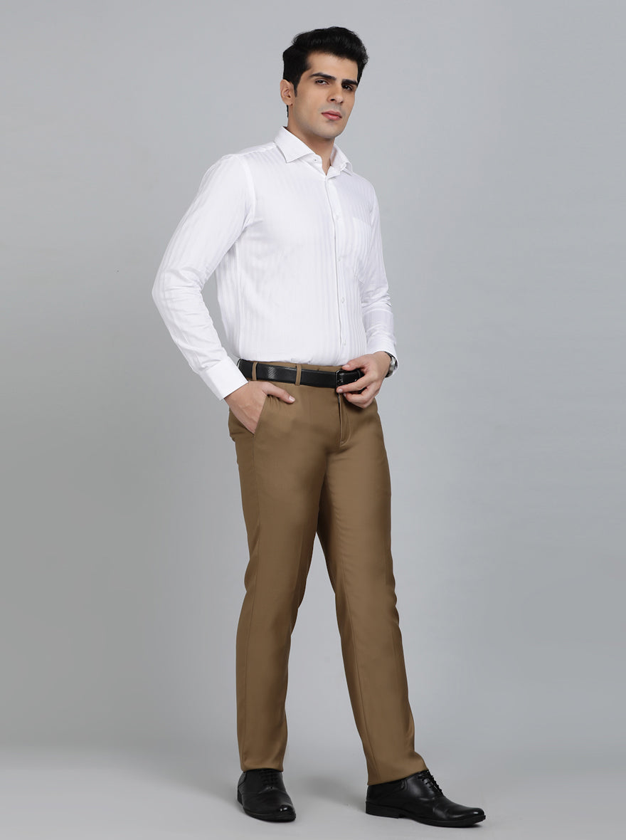 White Striped Slim Fit Formal Shirt | Metal