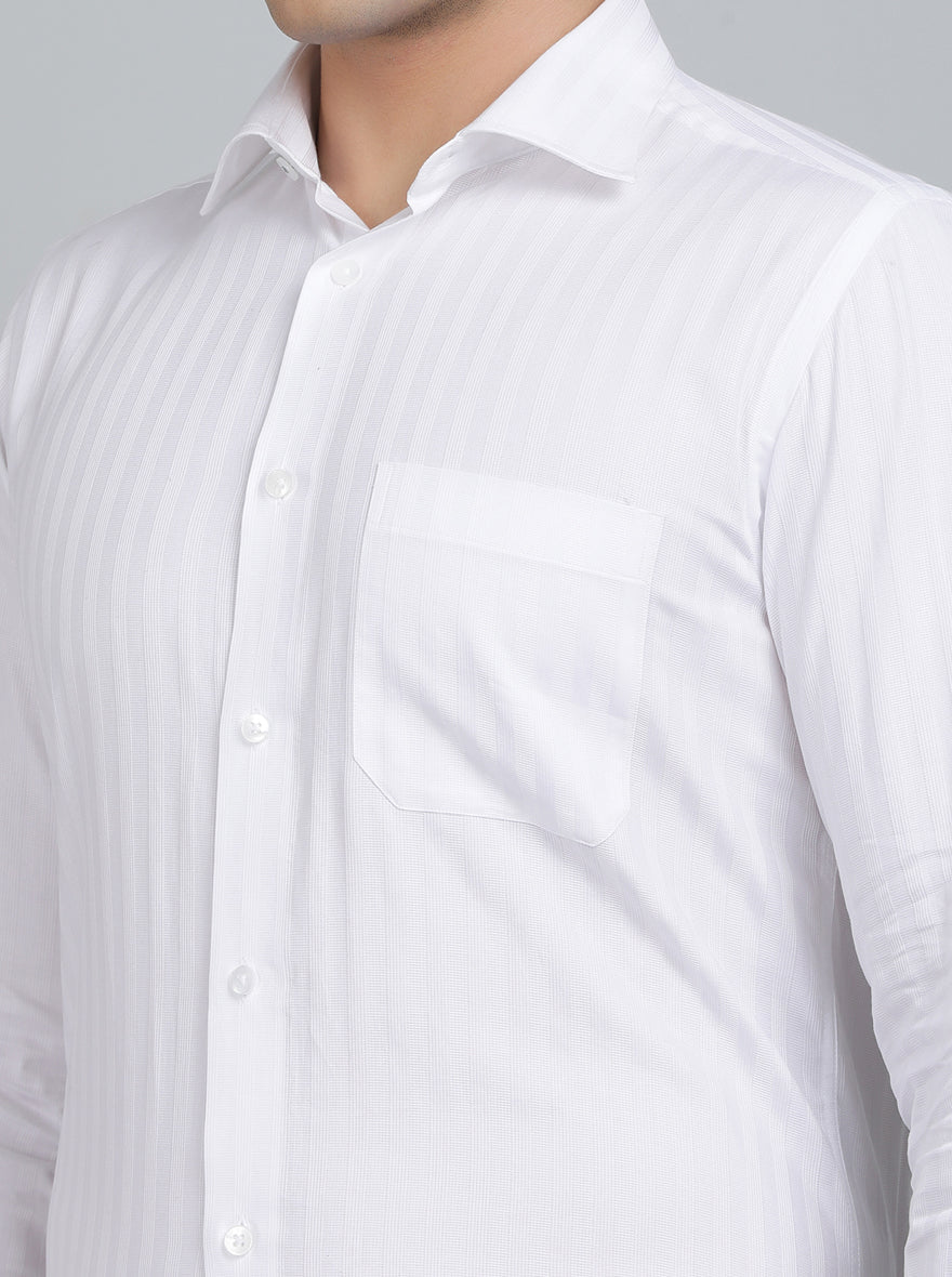 White Striped Slim Fit Formal Shirt | Metal