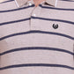 Beige & Navy Blue Striped Slim Fit Polo T-Shirt | Greenfibre
