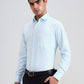 Aqua Blue  Checked Slim Fit Formal Shirt | Greenfibre