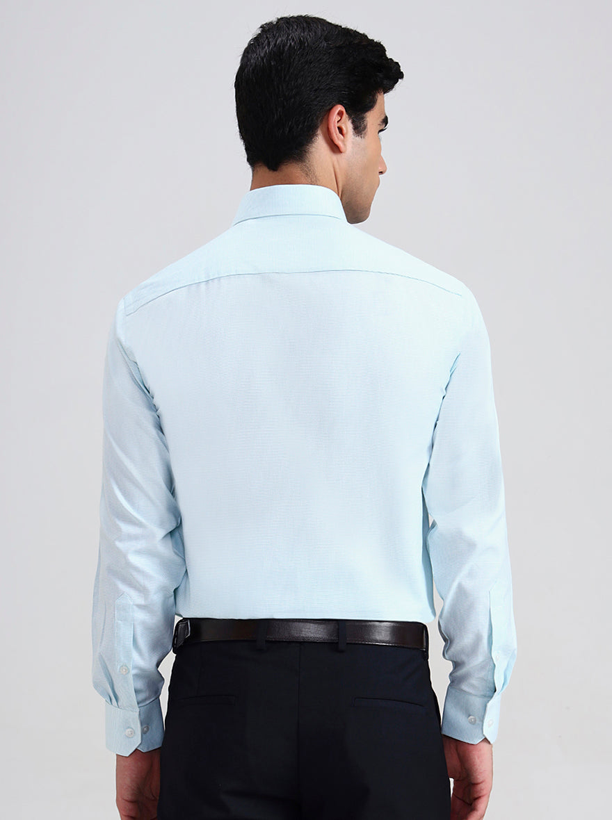 Aqua Blue  Checked Slim Fit Formal Shirt | Greenfibre