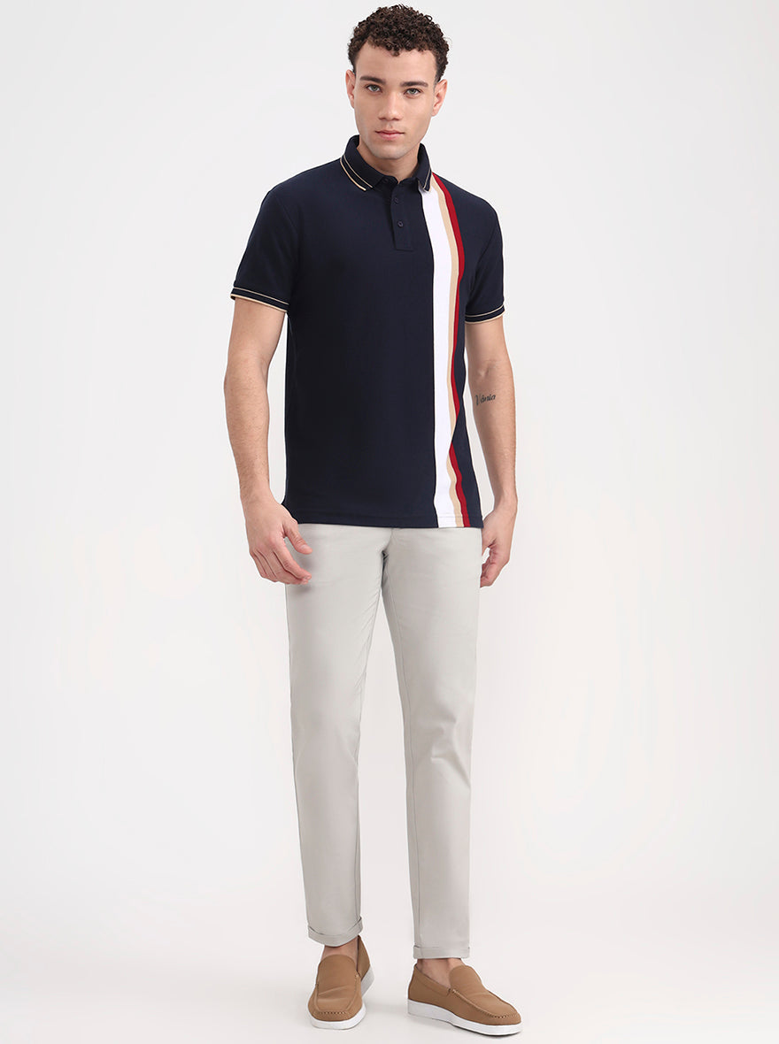 Light Grey Solid Slim Fit Casual Trouser | Greenfibre