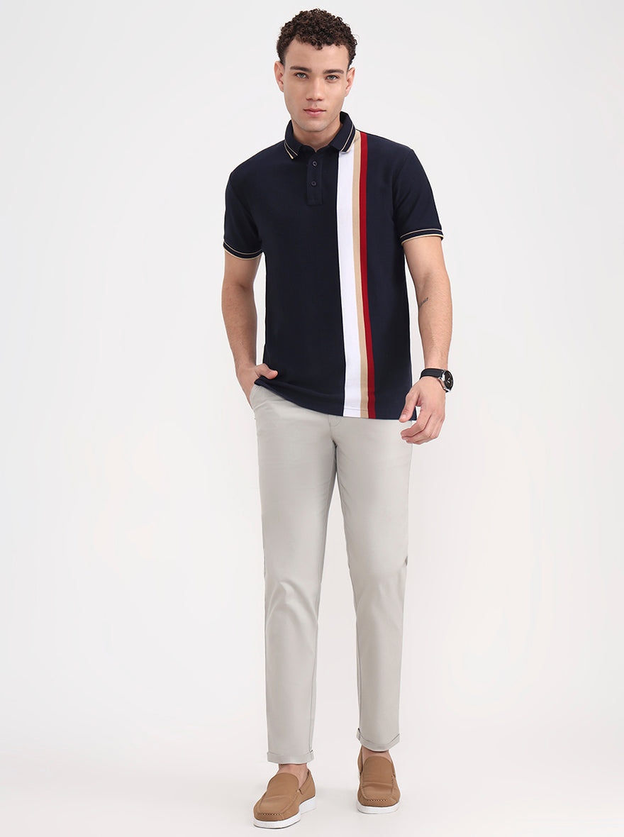 Light Grey Solid Slim Fit Casual Trouser | Greenfibre