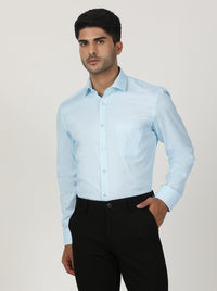 Sky Blue Solid Slim Fit Formal Shirt | Greenfibre