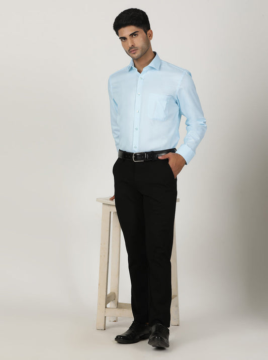 Sky Blue Solid Slim Fit Formal Shirt | Greenfibre