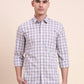 Purple Checked Smart Fit Semi Casual Shirt | Greenfibre