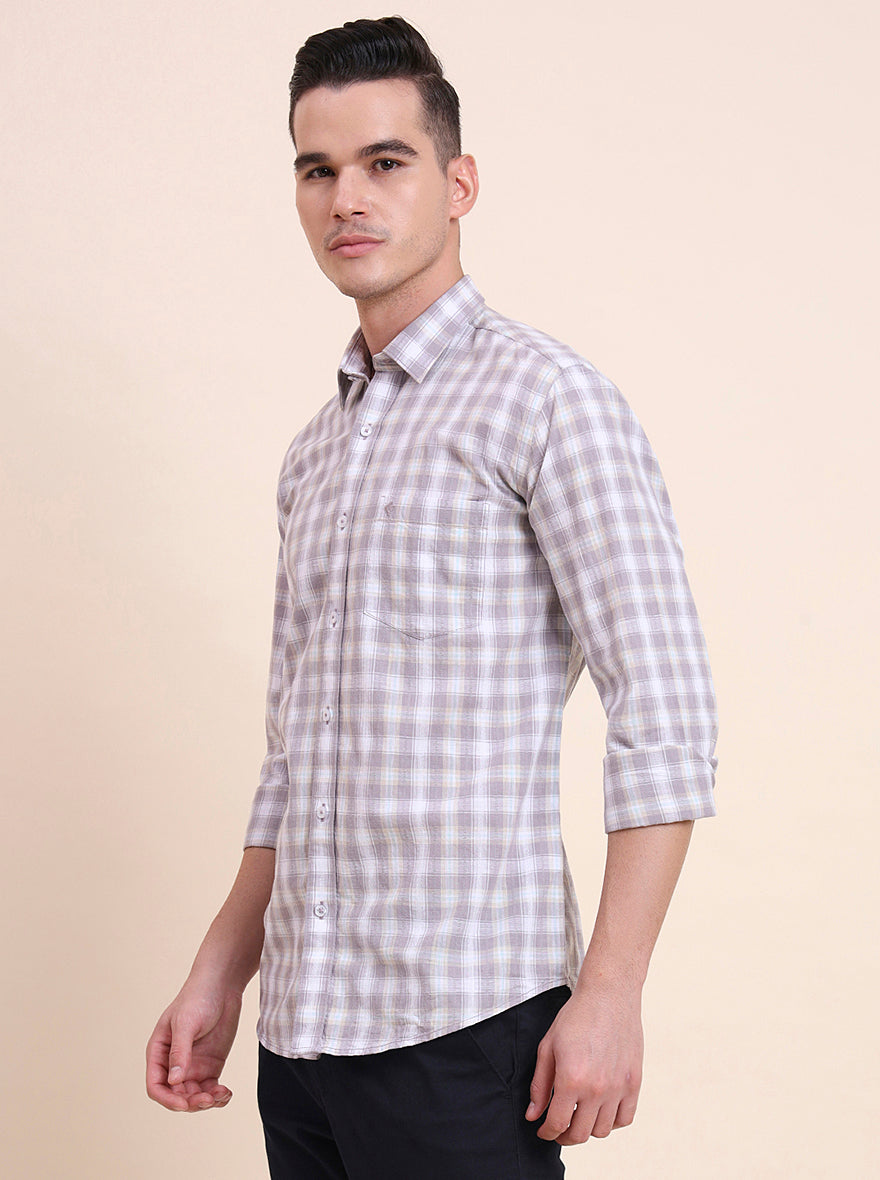 Purple Checked Smart Fit Semi Casual Shirt | Greenfibre