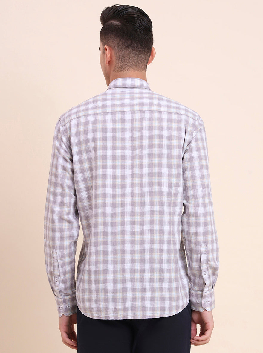 Purple Checked Smart Fit Semi Casual Shirt | Greenfibre