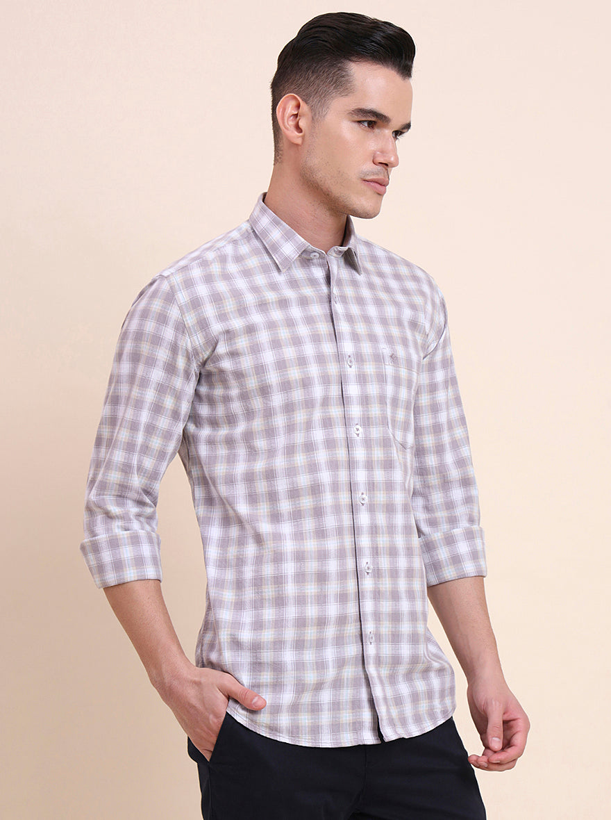 Purple Checked Smart Fit Semi Casual Shirt | Greenfibre