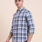 Blue Checked Slim Fit Casual Shirt | Greenfibre
