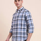 Blue Checked Slim Fit Casual Shirt | Greenfibre