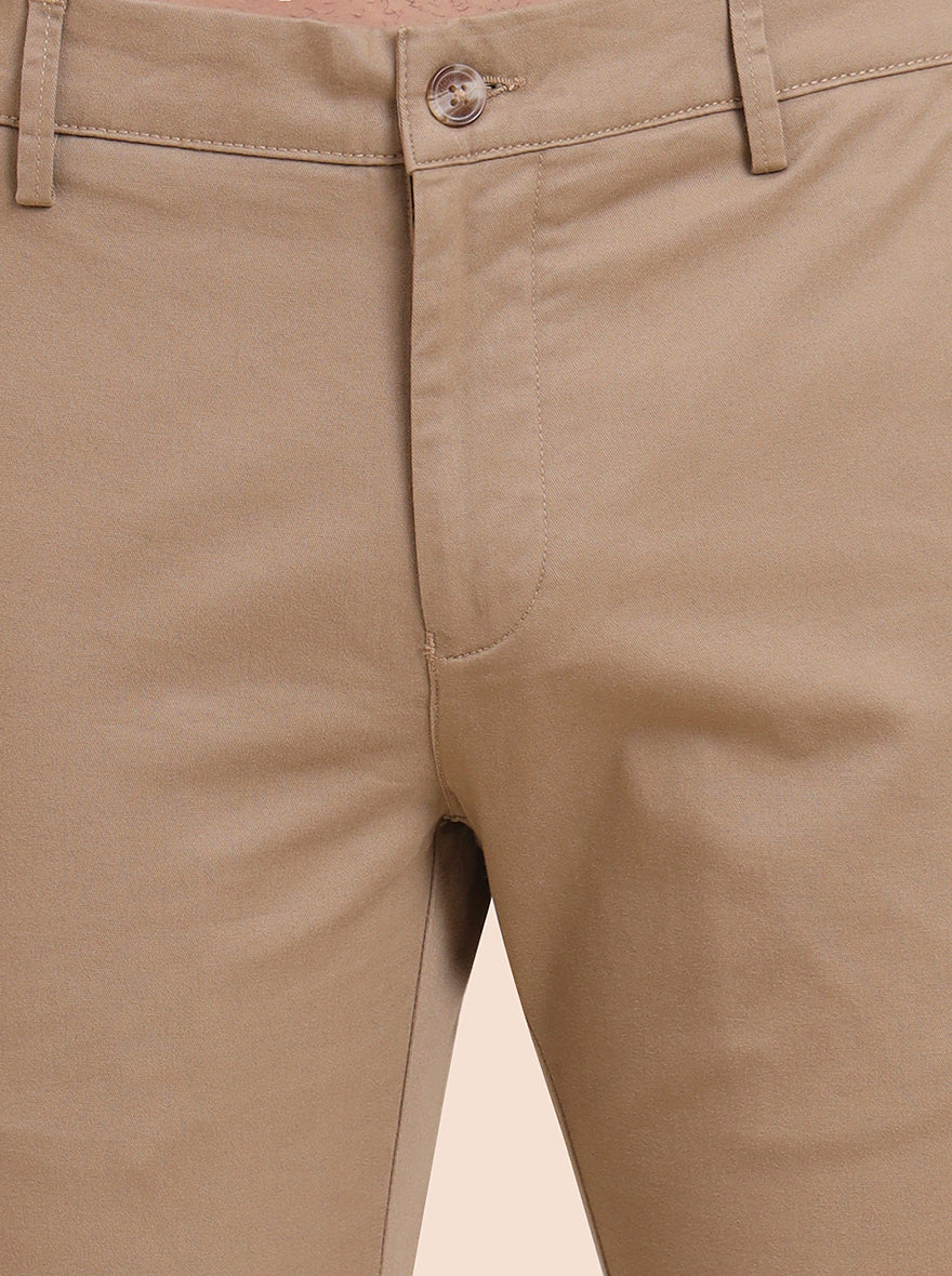 Khaki Printed Super Slim Fit Casual Trouser | Greenfibre