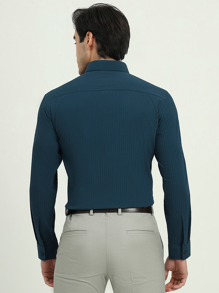 Green Solid Slim Fit Party Wear Shirt | Greenfibre