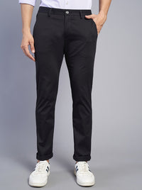 Black Solid Super Slim Fit Casual Trouser | Greenfibre