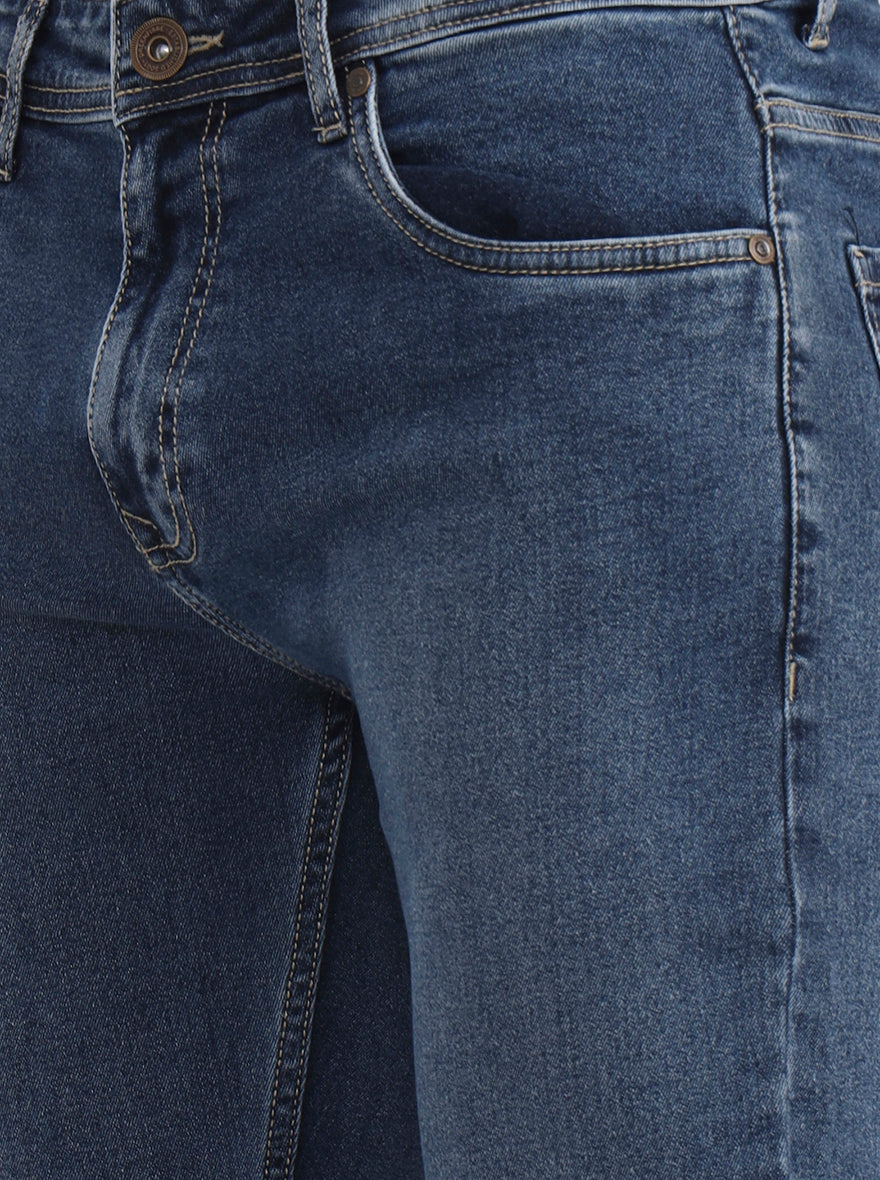 Mid Blue Washed Narrow Fit Jeans | Greenfibre