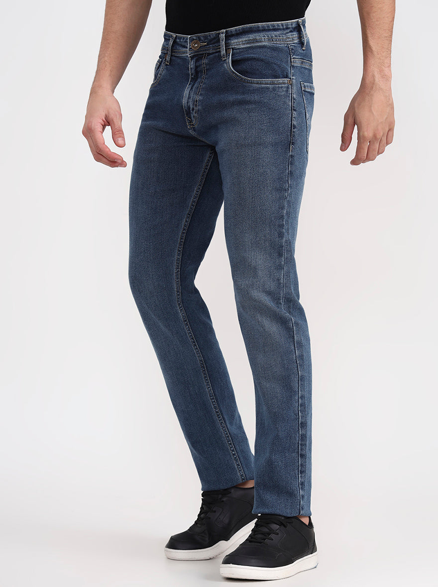 Mid Blue Washed Narrow Fit Jeans | Greenfibre