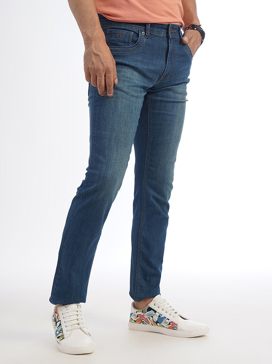 Blue Washed Slim Fit Jeans | Greenfibre