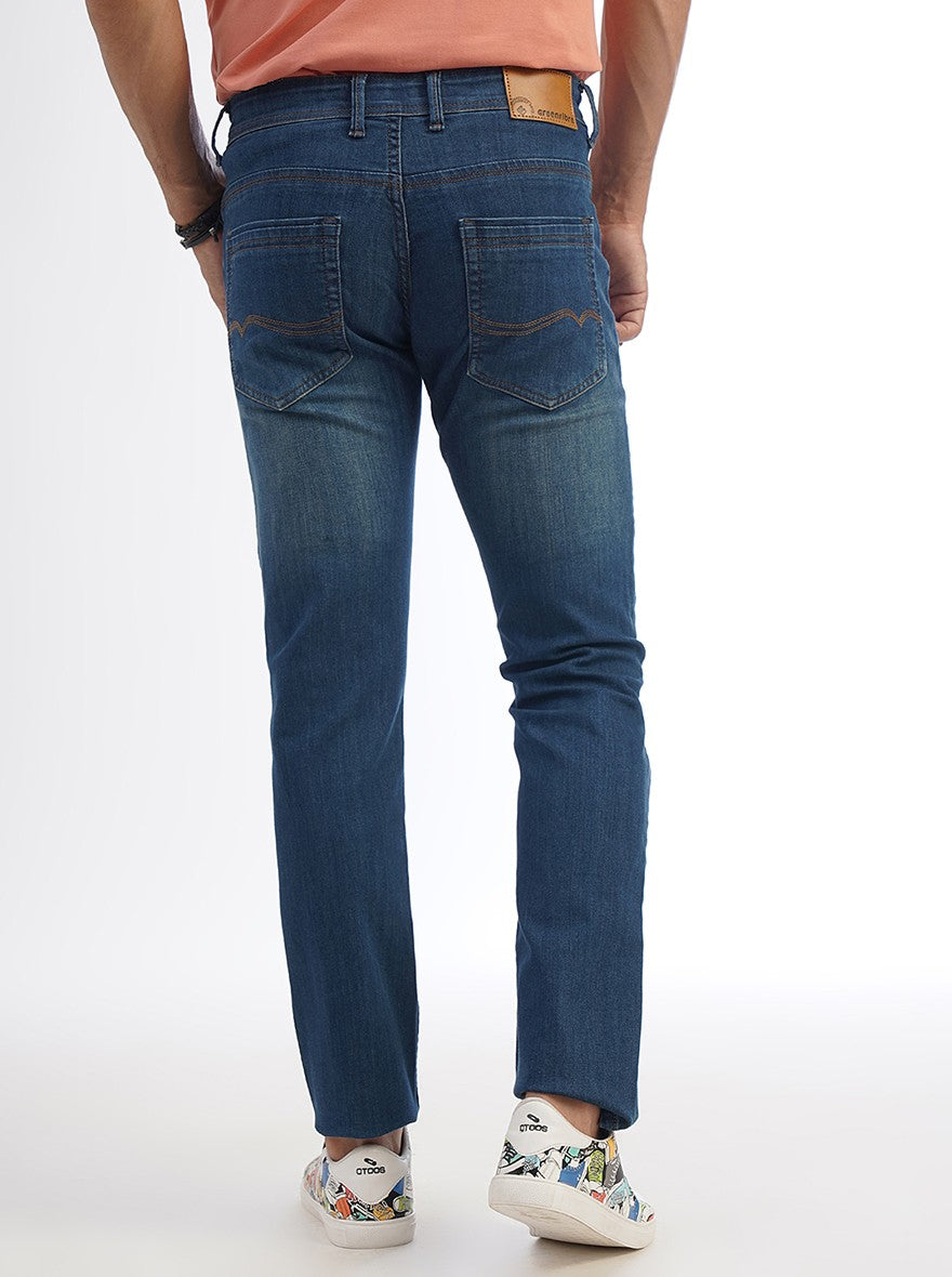 Blue Washed Slim Fit Jeans | Greenfibre