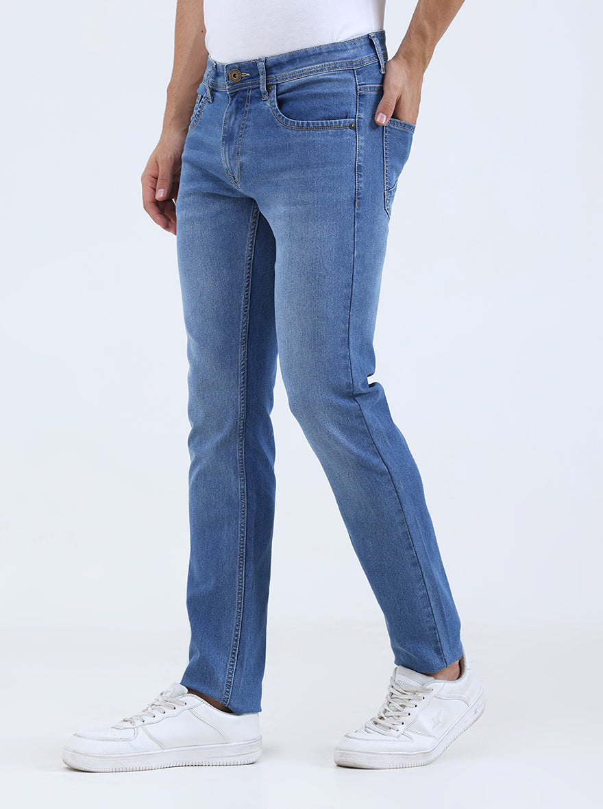 Light Blue Washed Narrow Fit Jeans | Greenfibre