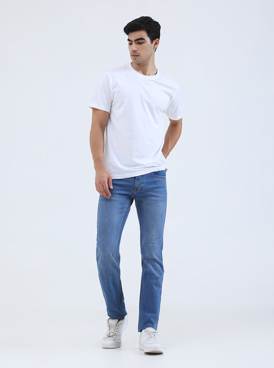 Light Blue Washed Narrow Fit Jeans | Greenfibre