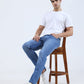 Light Blue Washed Narrow Fit Jeans | Greenfibre