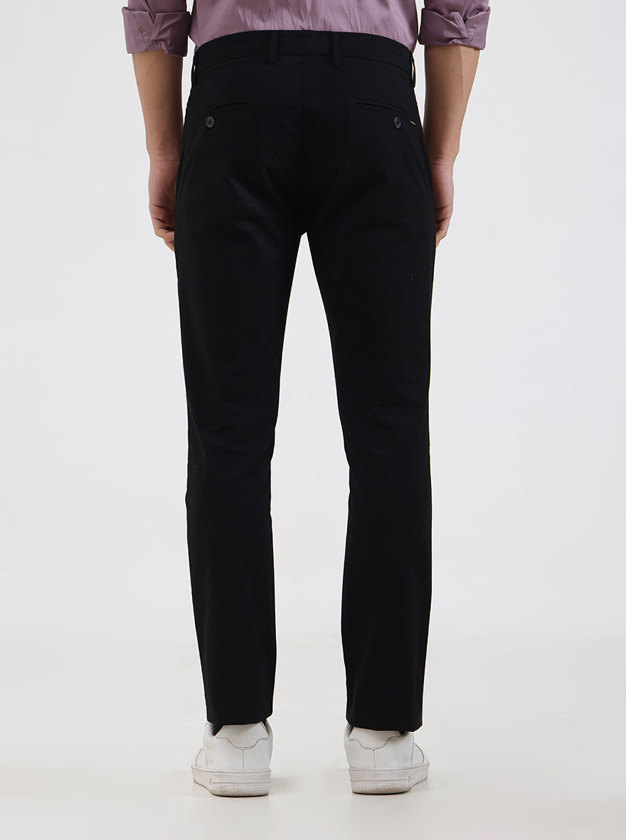 Black Solid Super Slim Fit Casual Trouser | Greenfibre