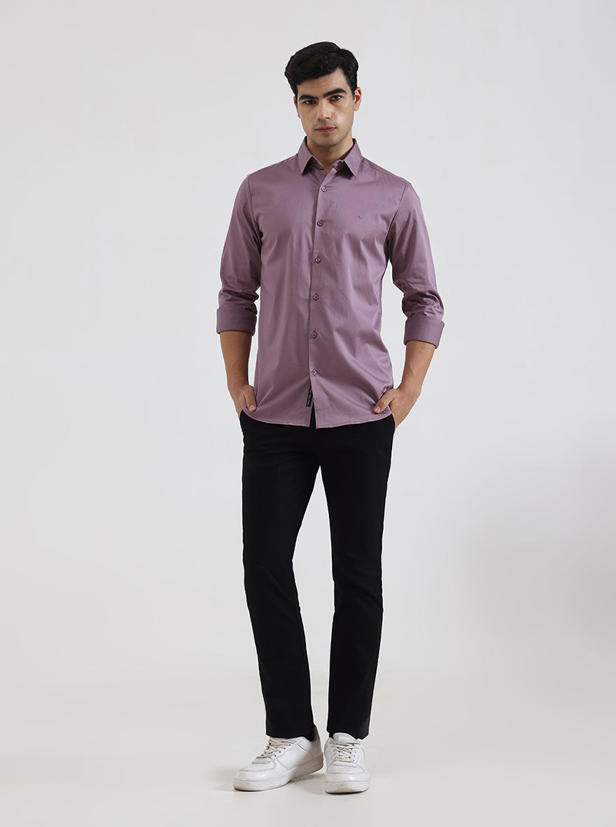 Black Solid Super Slim Fit Casual Trouser | Greenfibre