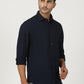 Navy Solid Slim Fit Party Wear Shirt | Greenfibre