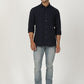 Navy Solid Slim Fit Party Wear Shirt | Greenfibre