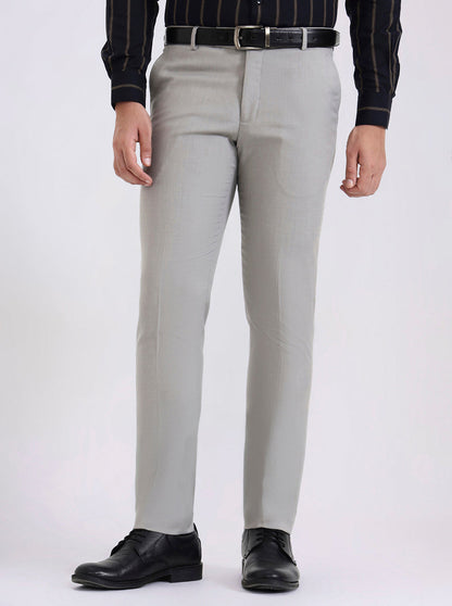 Grey Solid Super Slim Fit Formal Trouser | Greenfibre