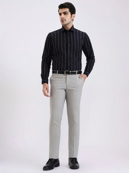Grey Solid Super Slim Fit Formal Trouser | Greenfibre