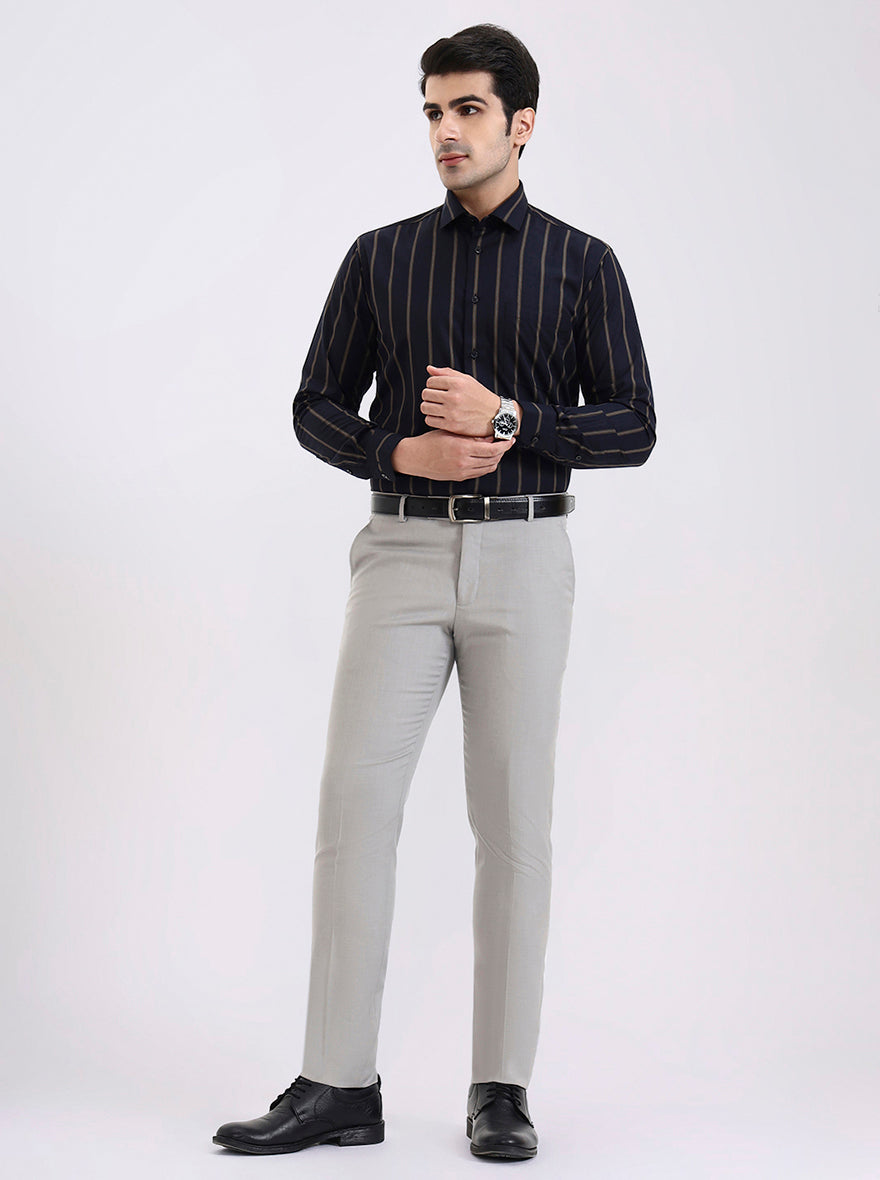 Grey Solid Super Slim Fit Formal Trouser | Greenfibre
