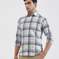 Dark Blue Checked Slim Fit Casual Shirt | Greenfibre