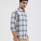 Dark Blue Checked Slim Fit Casual Shirt | Greenfibre