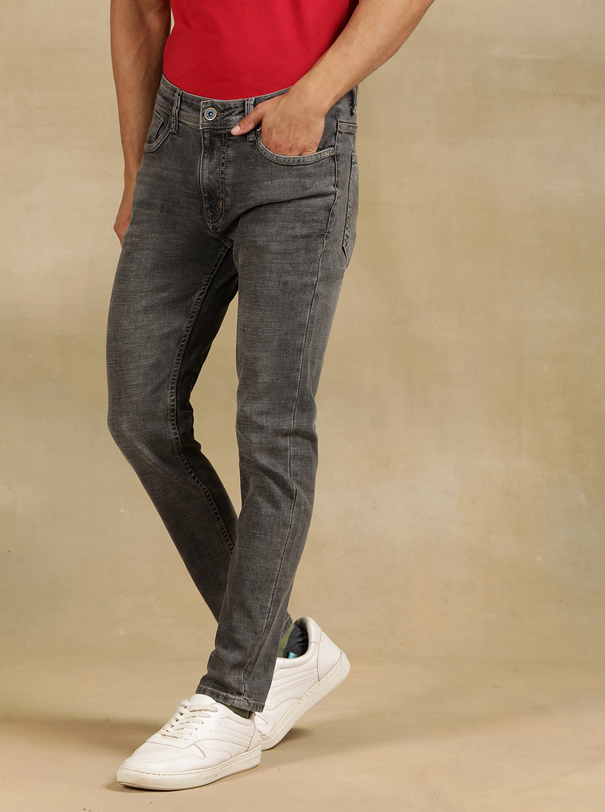 Mid Grey Washed Rider Fit Jeans | JadeBlue