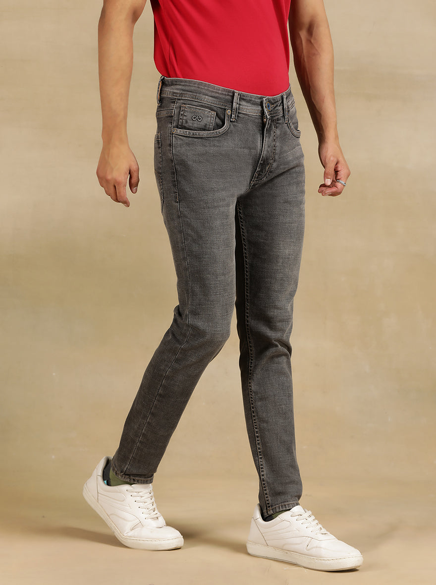 Mid Grey Washed Rider Fit Jeans | JadeBlue