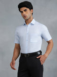 Light Blue Striped Regular Fit Formal Shirt | Greenfibre