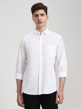 White Solid Slim Fit Casual Shirt | Greenfibre